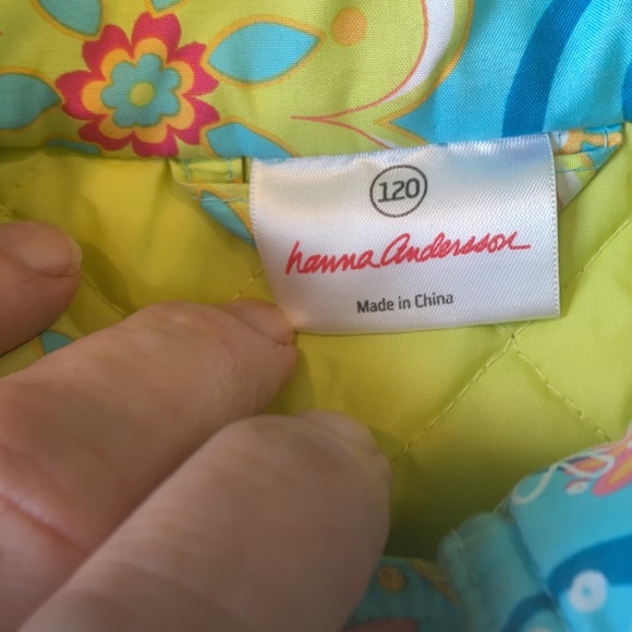 Hanna Andersson Floral Hooded quilted parka 120 - Picture 3 of 11